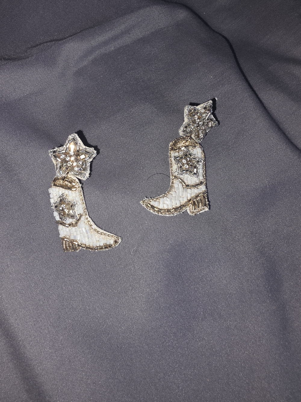 Pink Lily White and Gold Cowboy Boot Star Earrings